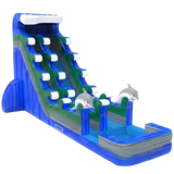 Vente château gonflable toboggan aquatique dauphins