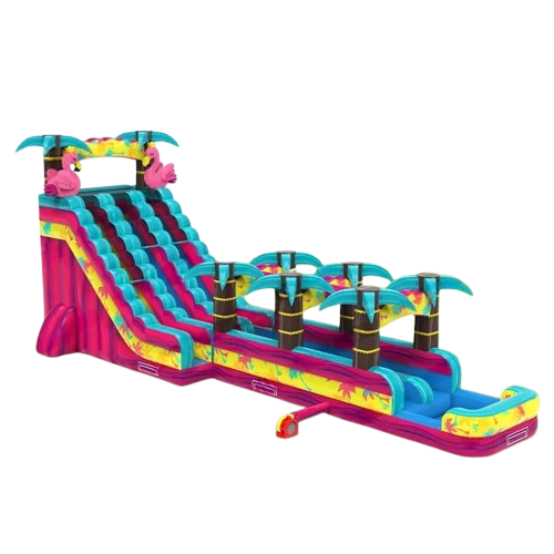 Vente château gonflable toboggan aquatique  flamingo