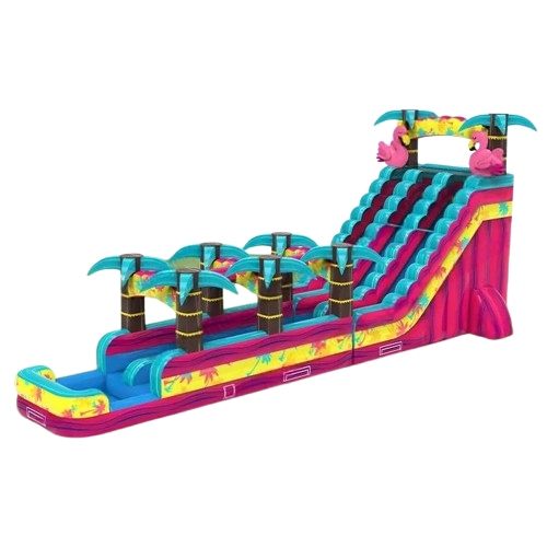 Vente château gonflable toboggan flamingo