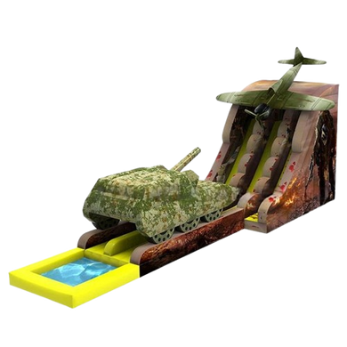 Vente château gonflable toboggan aquatique militaire
