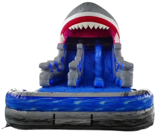Vente château gonflable toboggan aquatique requin